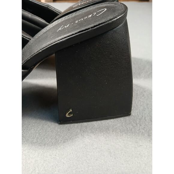 Circus NY Black Quilted Chunky Heeled Mules Square Toed Slide Sandals SZ 10 - Picture 5 of 8